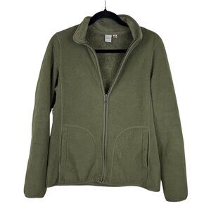 Uniqlo Olive Green Fleece Full Zip Jacket w/ Pockets - Medium